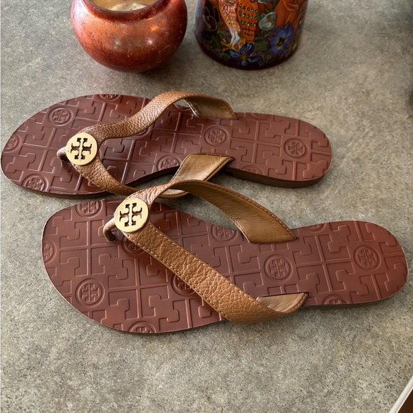 Tory Burch Brown Leather Sandals Size 7 - Picture 2 of 5